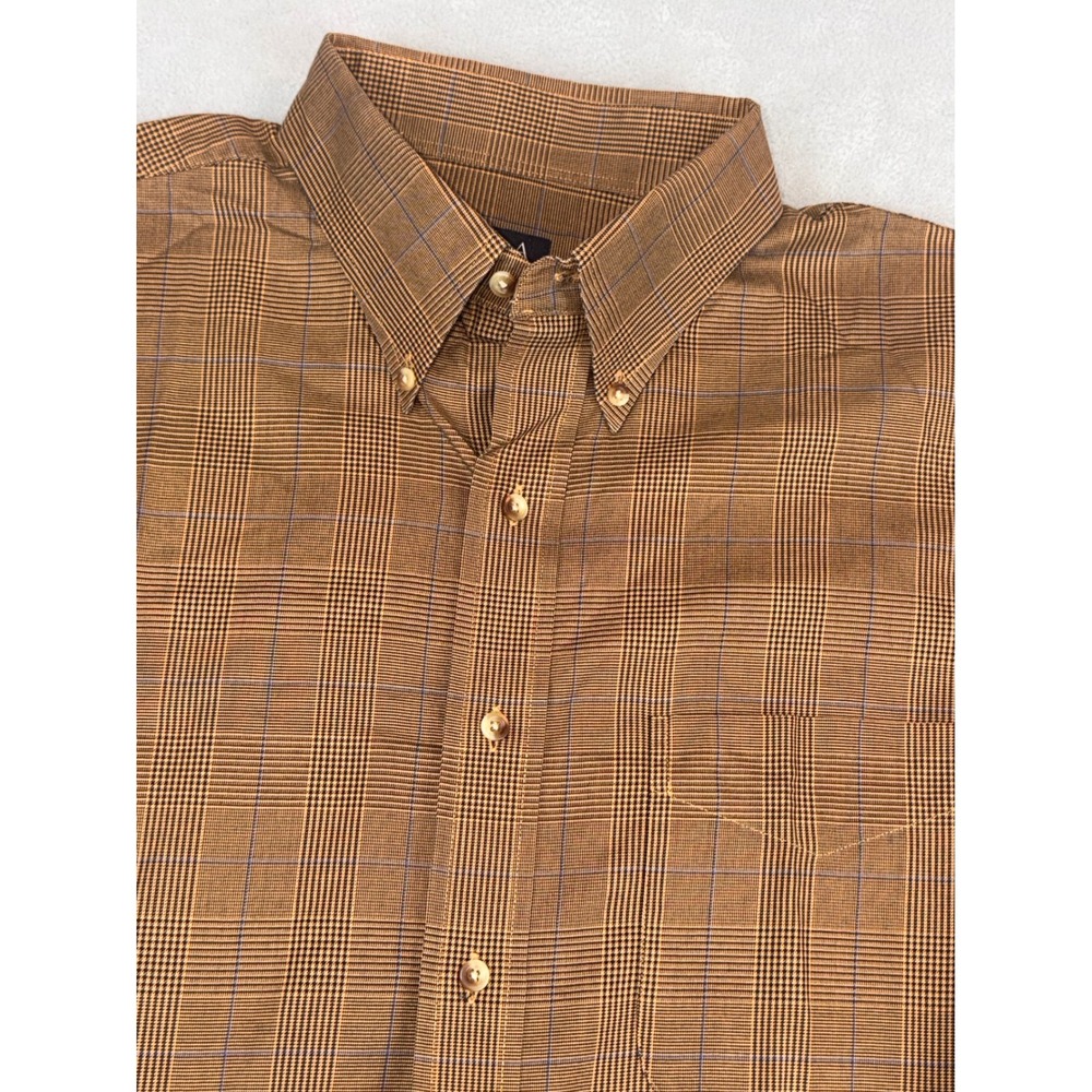 Jos. A. Bank Mens LG Brown Glen Plaid Tailored Fit Button Down Shirt Traveler L